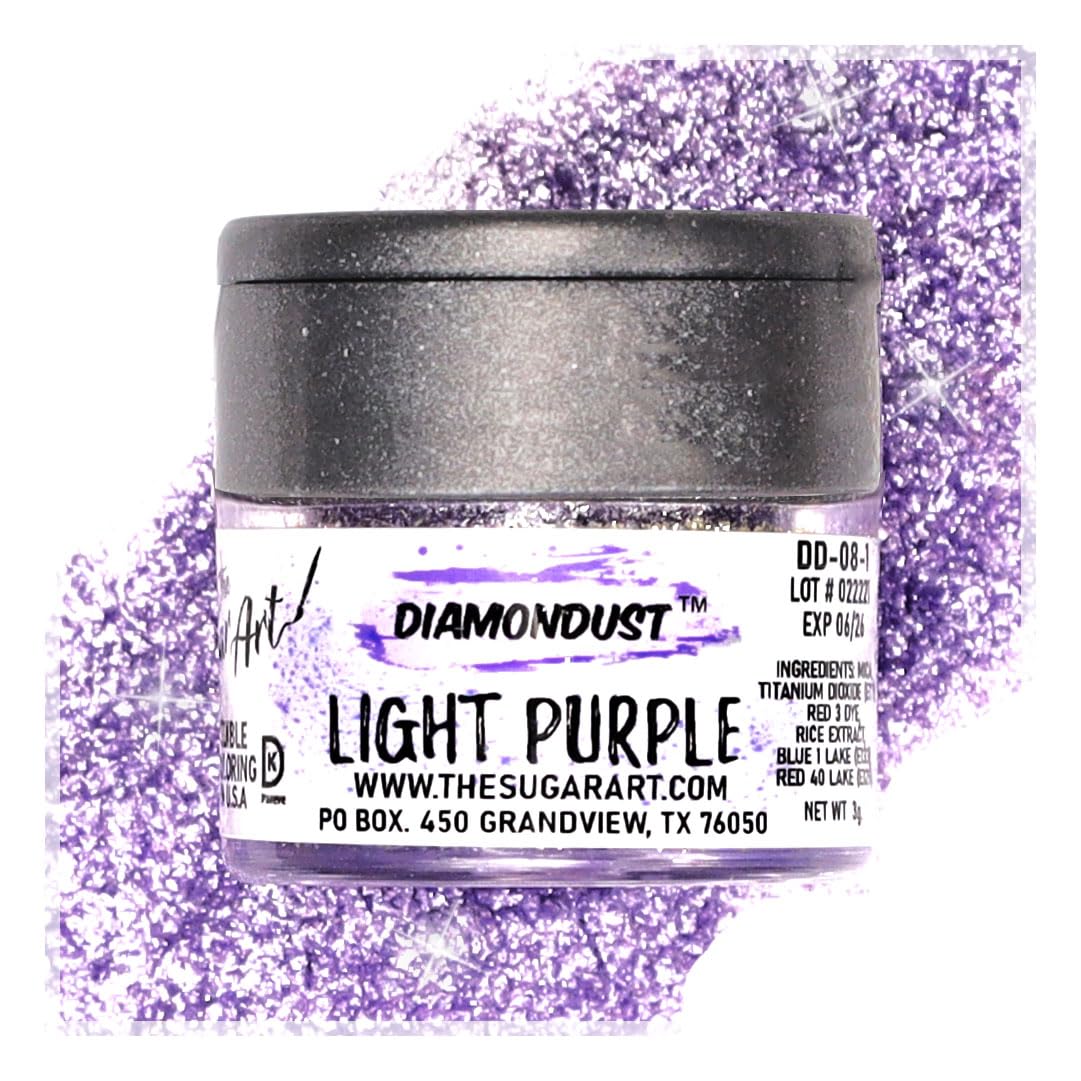 Light Purple Edible Glitter for Drinks, Cocktails, Cake Decorating, Strawberries, Chocolates & More | No Taste | 3g | 100% Food-