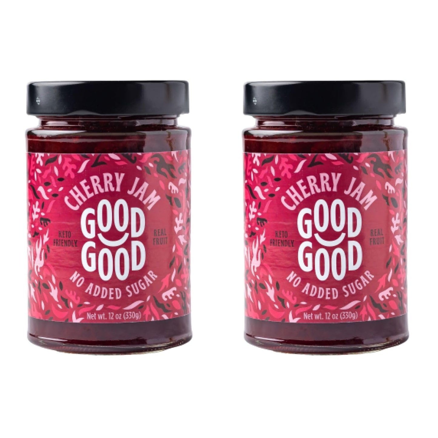GOOD GOOD Cherry Jelly - 12 oz / 330 g - Keto Friendly No Added Sugar Cherry Jam - Keto - Vegan - Gluten Free - Diabetic - 12 Ou