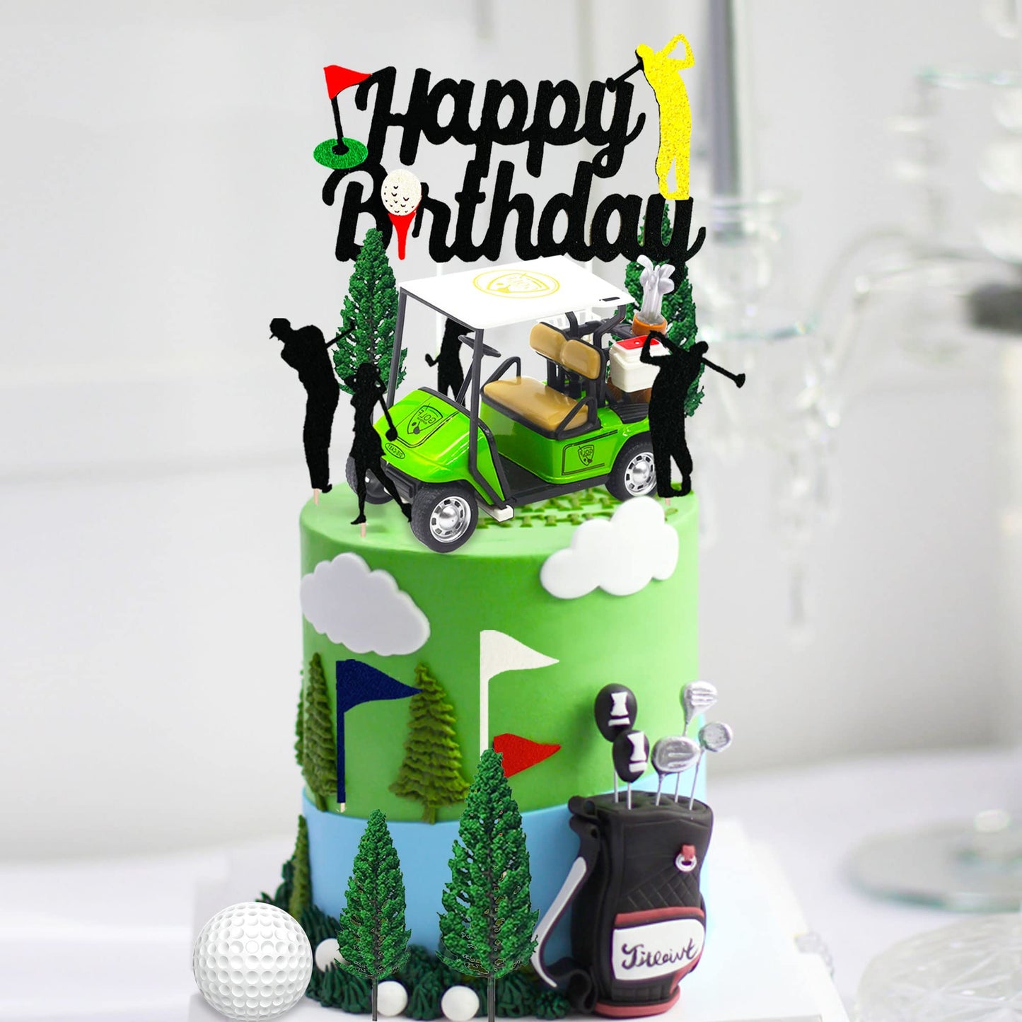 Roaring Good Time Golf Cake Decoration Topper, Felt & Plastic, Golf Themed Party Supplies, Model: Roaring Good Time-5855505054015