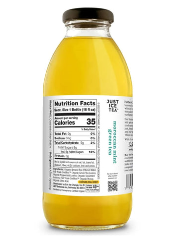Just Ice Tea Organic Iced Tea, 16 Fl Oz Glass Bottles (Pack Of 4) (Moroccan Mint Green Tea)