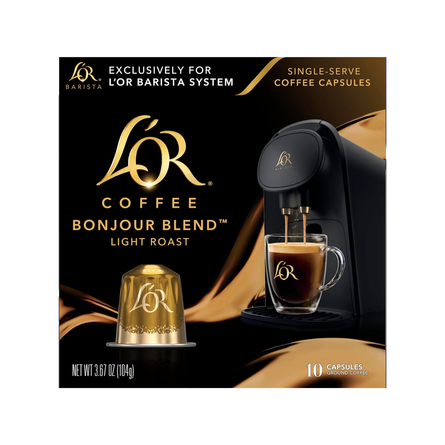 LOr Coffee Pods 10 Count Bonjour Light Roast Blend Single-Serve Aluminum Coffee Units Compatible With The LOr Barista System & *Nespresso Oriflavor Blendal Machines 10 Count (Pack Of 1)