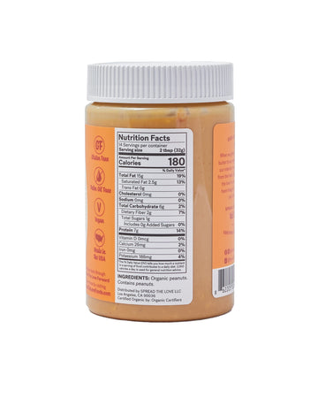 Spread The Love NAKED CRUNCH Organic Peanut Butter (Organic, All Natural, Vegan, Gluten-free, Creamy, Dry-Roasted, No added salt