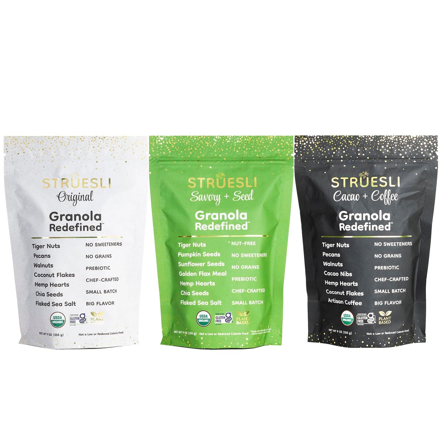 Struesli - Organic Granola Redefined | No Sweeteners | No Grains | Keto Friendly | Paleo Friendly (Variety)