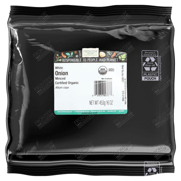Frontier Co-Op Certified Organic White Minced Onion, 1-Pound Bulk, Warm, Sweet, Salty Flavor For Stews & Soups, Kosher