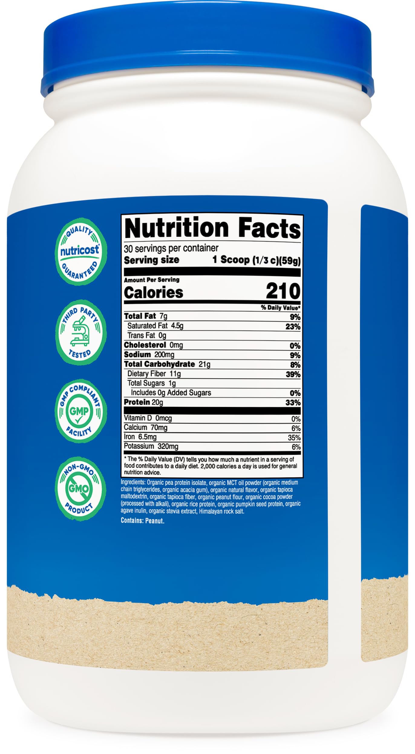 Nutricost Organic Vegan Meal Replacement Shake Powder - Chocolate Peanut Butter, 63 Ounce, USDA Organic, Gluten Free