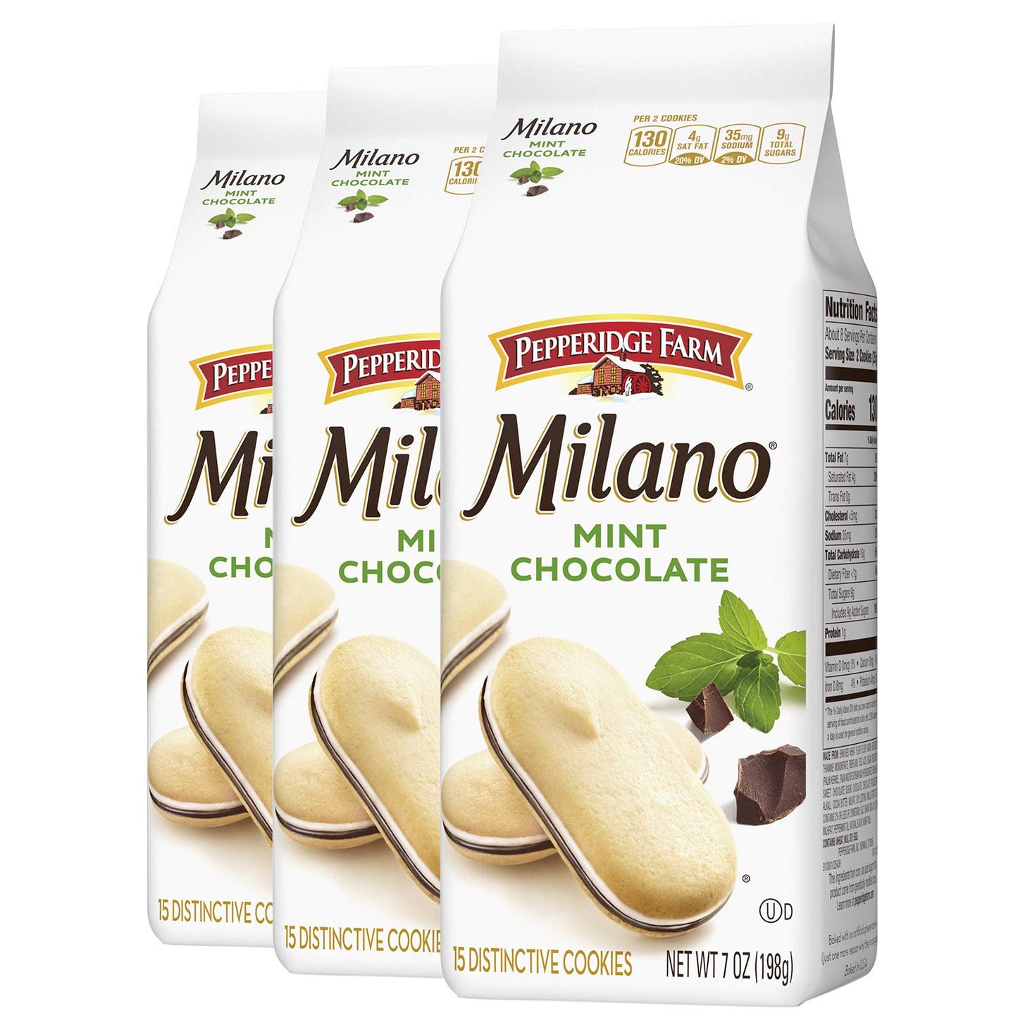 Pepperidge Farm Milano Mint Cookies, 7 Oz Bag, Pack Of 3