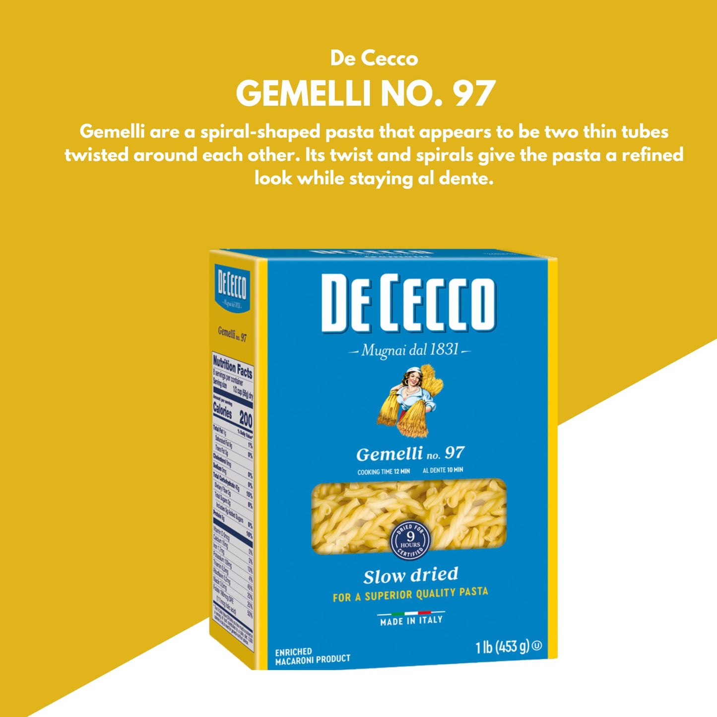 De Cecco Semolina Pasta, Gemelli No.97, 1 Pound (Pack Of 5)