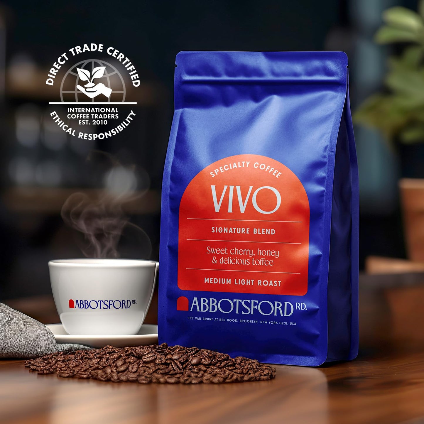 Vivo Arabica Whole Coffee Beans, Specialty Coffee, Signature Blend Medium Light Roast Whole Bean With Sweet Cherry, Honey, And D