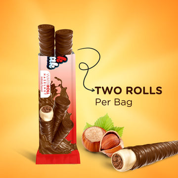Snack Break Hazelnut Wafer Rolls, Rolled Wafer Cookies, Cocoa Coated Delicious Snack, Individually Wrapped, Crunchy Sticks for O