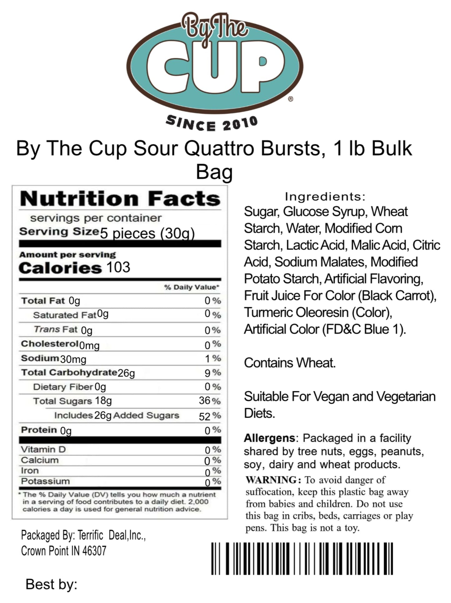 By The Cup Sour Quattro Bursts, 1 Lb Bulk Bag