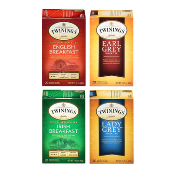 Twinings Variety Pack Black Tea Bags, 20 Count (Pack of 4), Includes English Breakfast, Earl Grey, Irish Breakfast, and Lady Gre