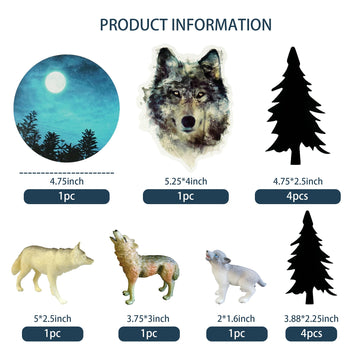 13 Pcs Wolf Cake Topper Full Moon Cake Decor With Animal Figurine For Baby Shower Wolf Themed Wedding Birthday Party Supplies (G