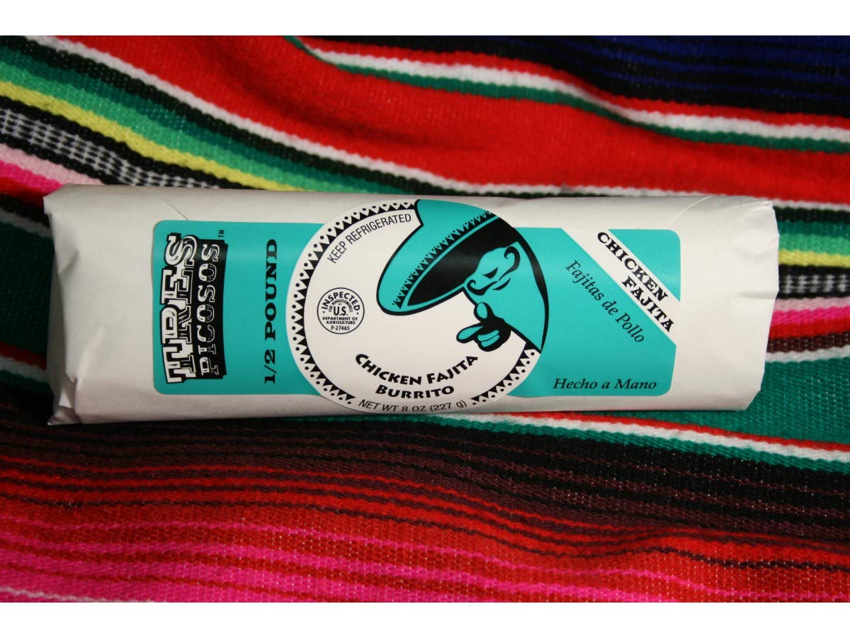 Tres Picosos Chicken Fajita Burrito with Black Beans and Rice -- 12 per case.