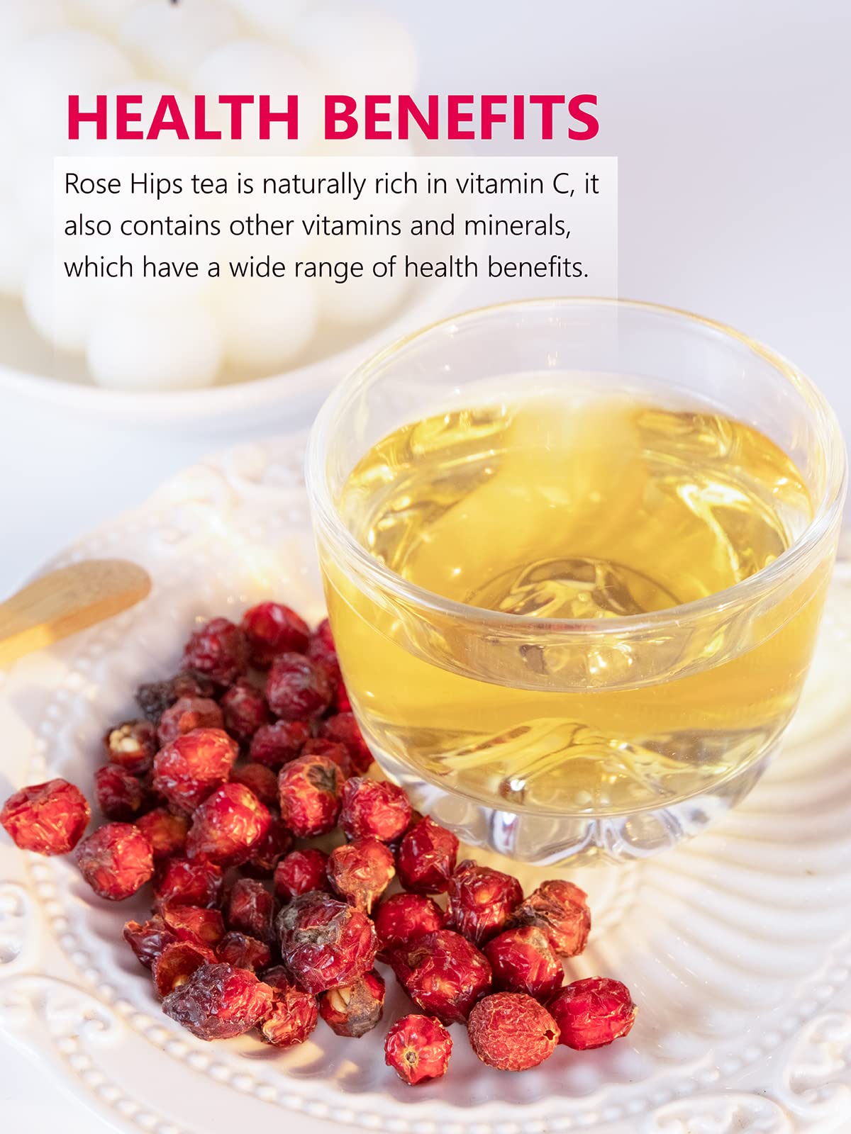 Teelux Rose Hips Tea, Premium Rosehip Herbal Tea, Dried Whole Rose Hips, Fruity Flavor And Aroma, 150G/5.3Oz