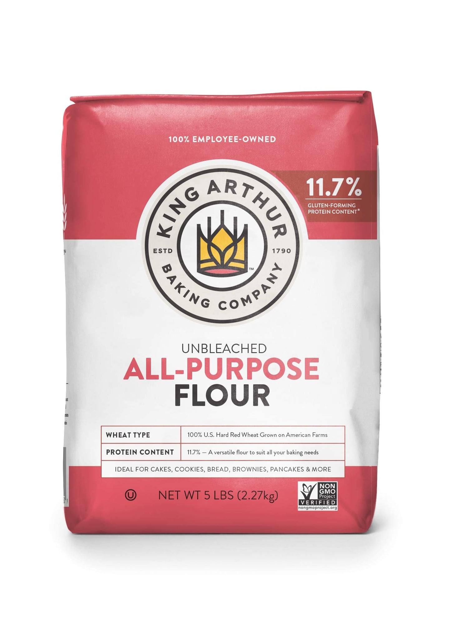 King Arthur Baking Unbleached All-Purpose Flour: enhanced 5 lbs Baking Flour Non-GMO Kosher Certified Versatile for Bread Cakes & Pastries - 11.7% Protein Content No Preservatives