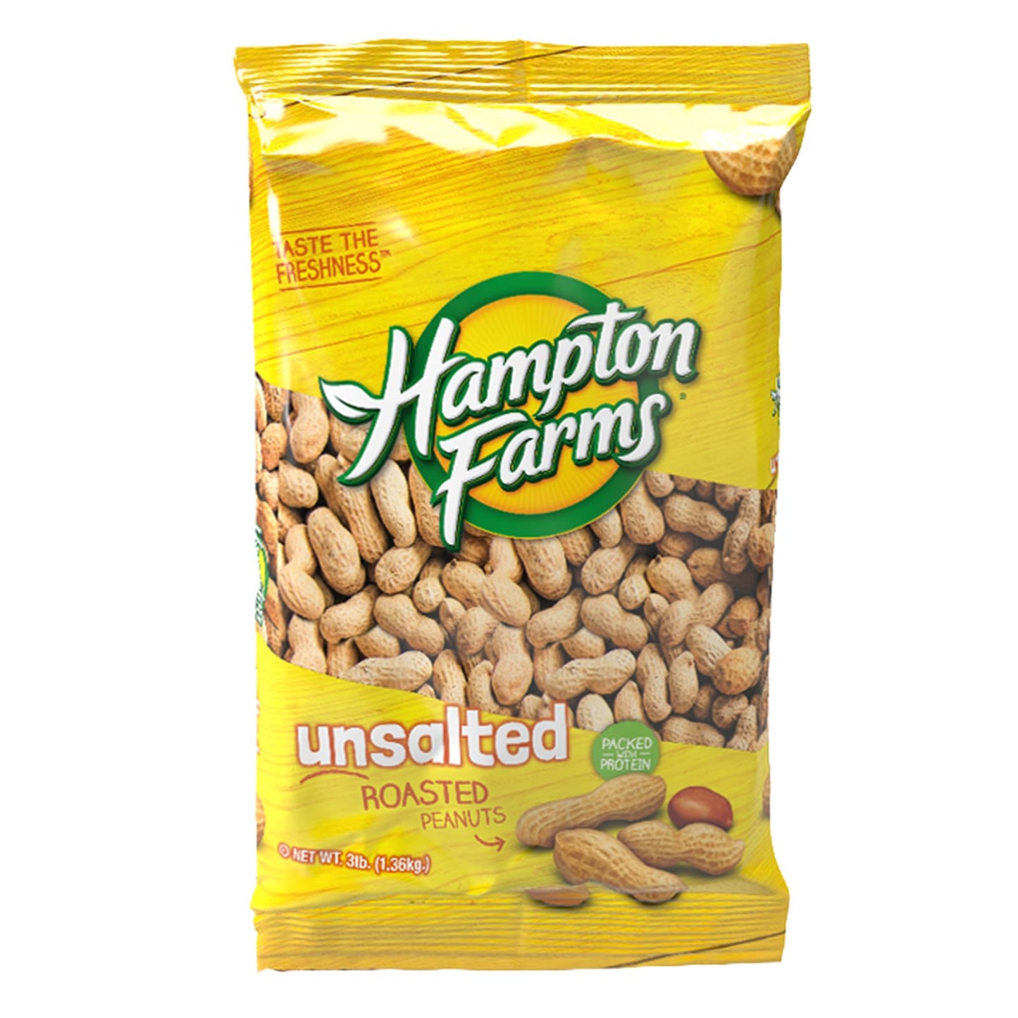 Hampton Farms - USA Grown All-Natural - Fancy Roasted In-Shell Unsalted Peanuts - 3 lb. Bag