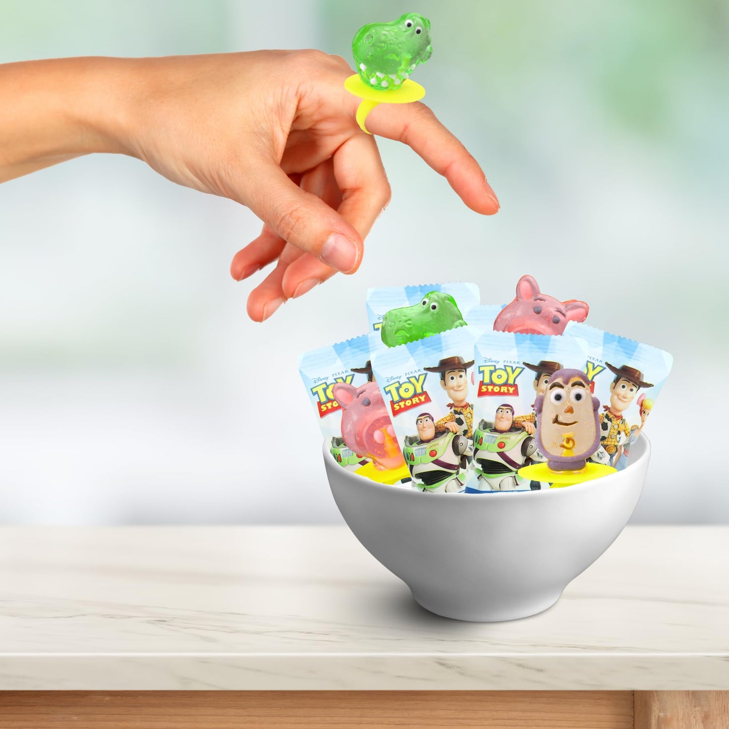 Toy Story Individually Wrapped Lollipop Rings Birthday Party Supplies, Buzz Lightyear, Rex, And Hamm, Character Shaped Suckers,
