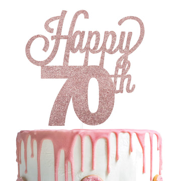 Lingteer Happy 70Th Birthday Cake Topper - Cheers To 70Th Birthday Seventy Years Old Birthday Party Cake Decorations Sign.