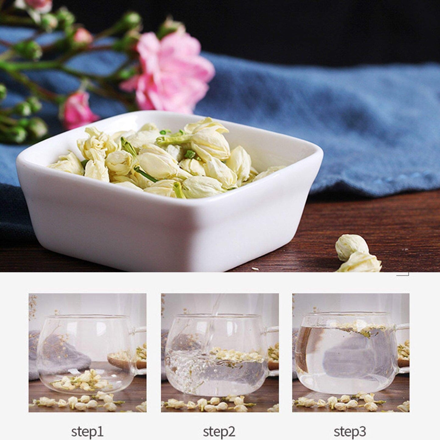 Coolcrafts Dried Jasmine Flowers Culinary Jasmine Buds Dried Flowers For Tea, Baking, Crafting - 2 Oz