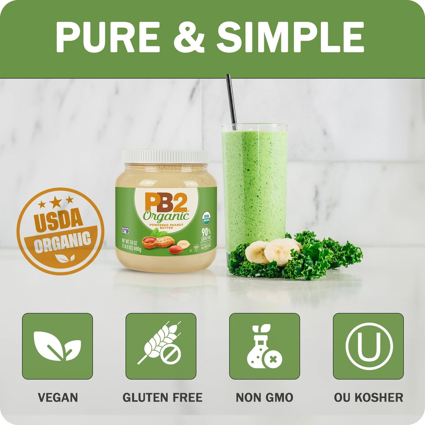 Pb2 24Oz Organic Powdered Peanut Butter - Usda Organic Certified, Non-Gmo Project Verified, Gluten-Free