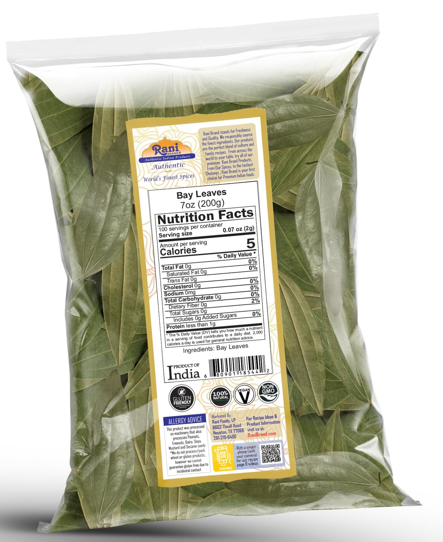 Rani Bay Leaf (Leaves) Whole Spice Hand Selected Extra Large 7Oz (200G) ~ All Natural | Gluten Friendly | Non-Gmo | Kosher | Vegan | Indian Origin (Tej Patta)