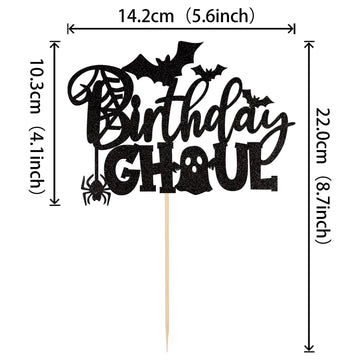ZHUOWEISM Birthday Ghoul Cake Topper, Glitter Spooky Spider Bat, Halloween Cake Decoration, Design B4, Paper