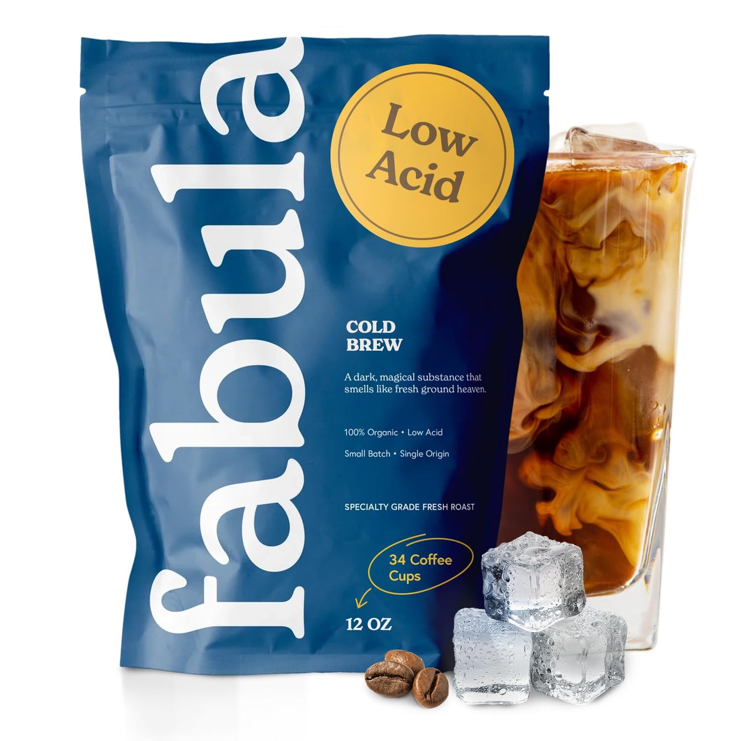 Fabula Coffee Cold Brew Freshly Grounded - Organic - Low Acid - Single Origin - Non-Gmo - Mold Free - 12 Ounces