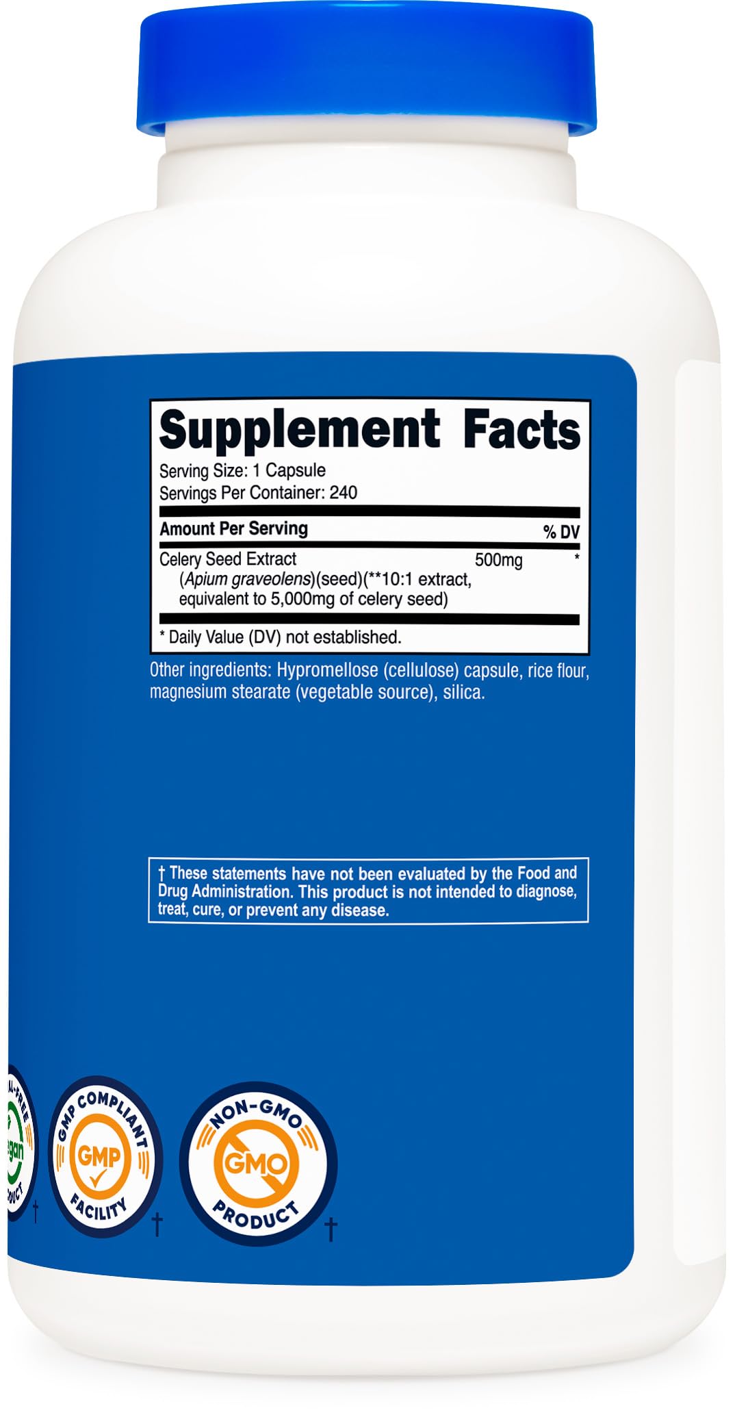 Nutricost Celery Seed compact pieces, 5,000mg, 240 Count, GMO-Free, Gluten-Free