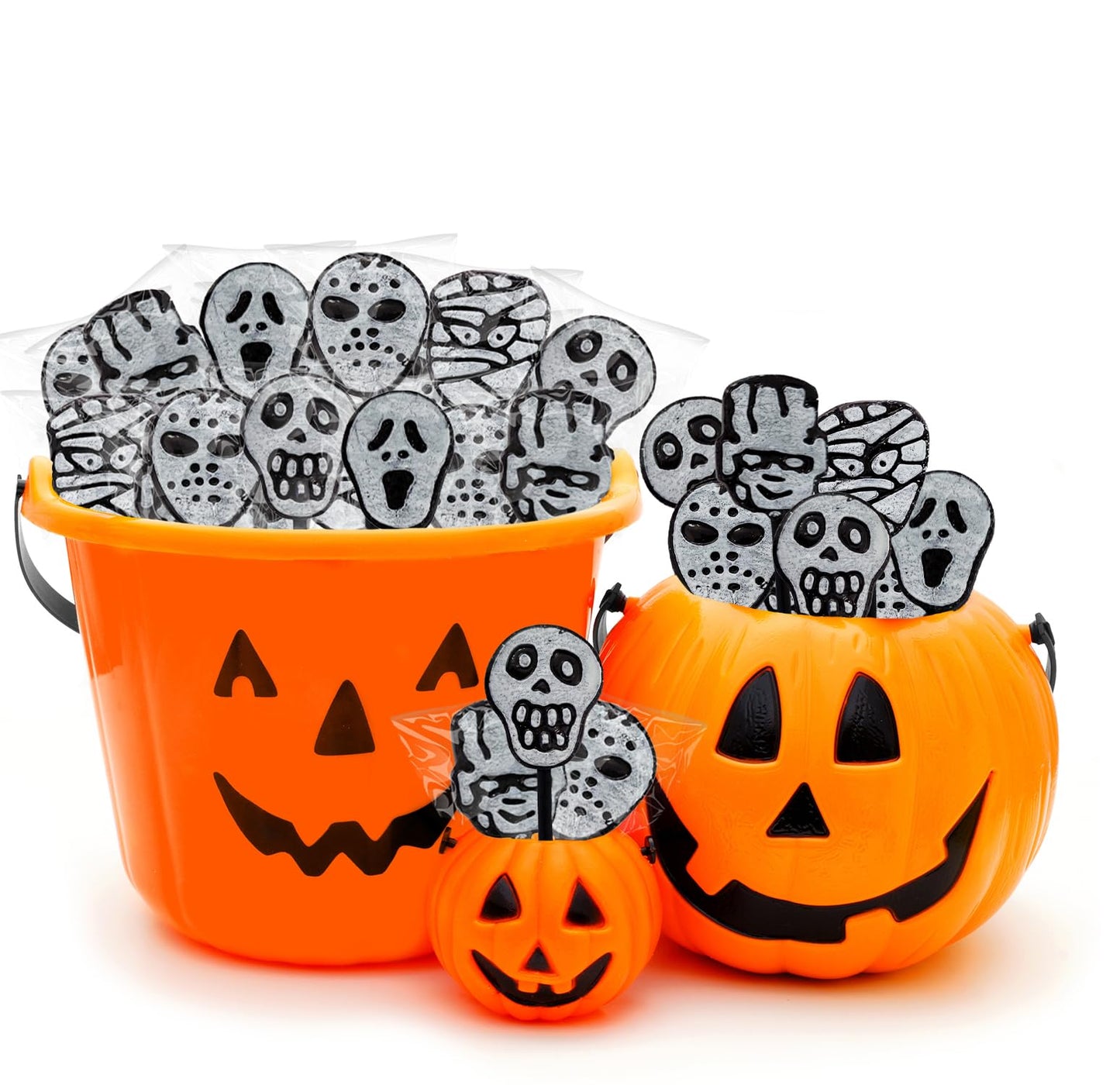 Fruidles Halloween Tattoo Lollipop, Skulls, Mummies, And Ghosts Suckers Candy, Great For Halloween Goody Bag Fillers, Individually Wrapped (1 Pound - Approx. 50 Suckers)