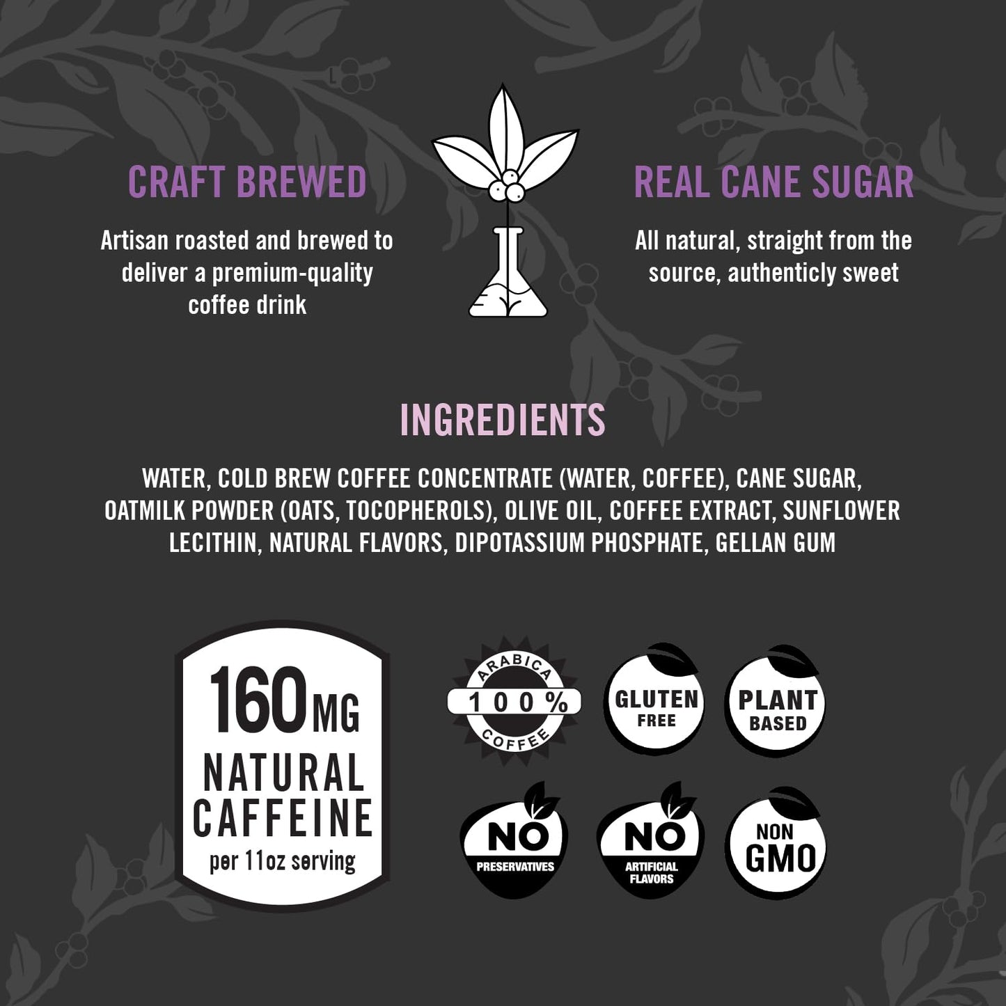 Great Lakes Coffee Roasting Co. Lavender Oat Milk Cold Brew Latte, 11 Fl Oz, Pack of 12 Cans