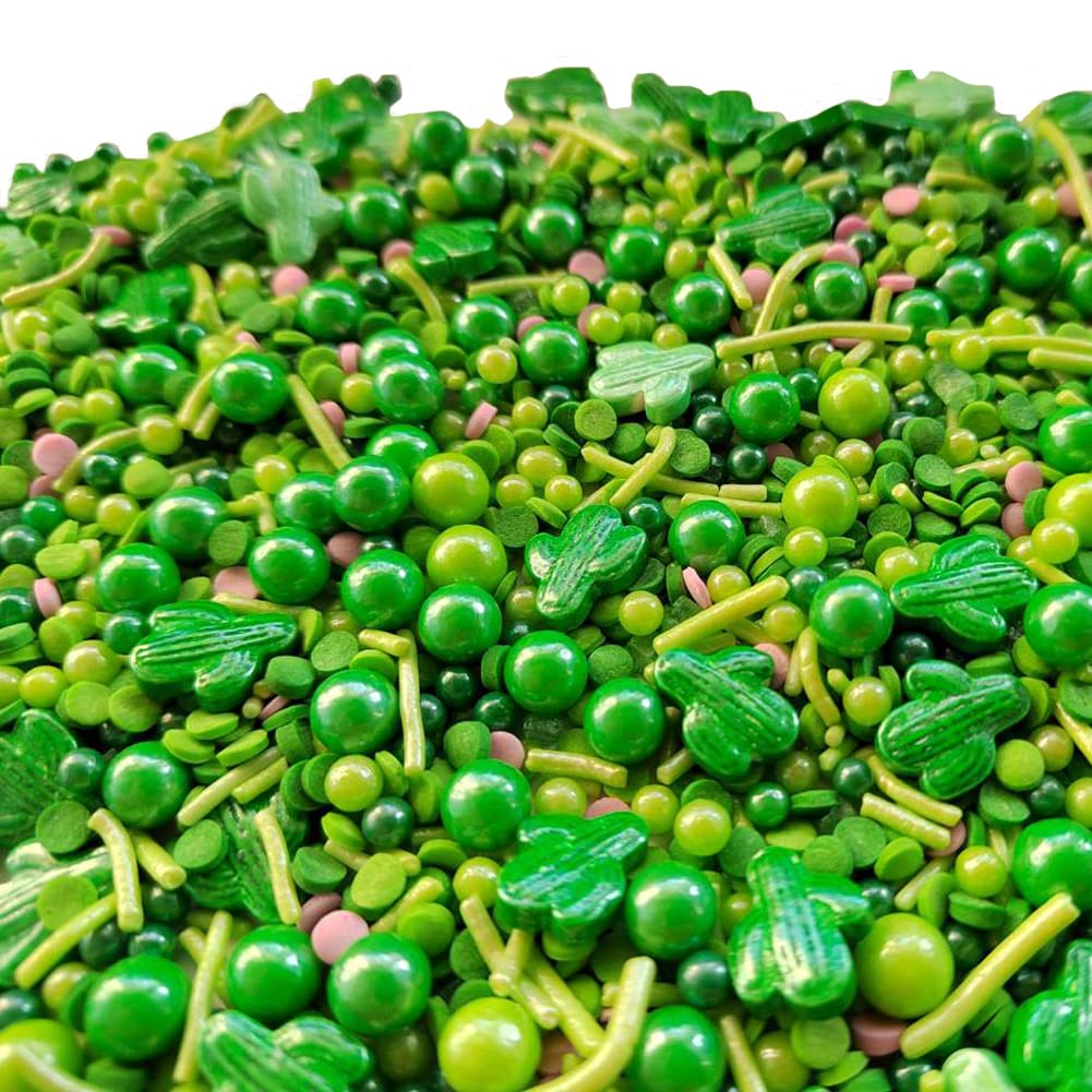 Homankit Cactus Sprinkles Green Edible Cookie Decorations Baking Cake Cupcake Topper Decoration 3.35 Ounce