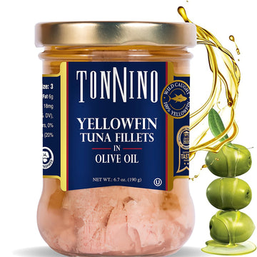 Tonnino Yellowfin Tuna In Olive Oil, Gluten-Free Premium Jarred Atun, Healthy Snacks For Adults, Ready To Eat Meals, Alternative