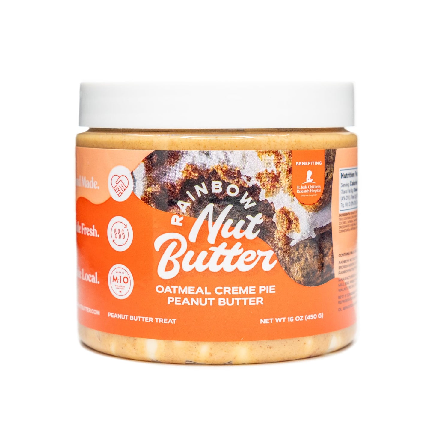 Rainbow Nut Butter, Oatmeal Creme Pie Peanut Butter, Spread, Treat, Snack, Dessert, White Chocolate Chips, High Protein Flavored