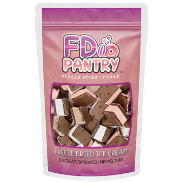 Freeze Dried Ice Cream Sandwich Bites - Neapolitan - Crunchy & Sweet Snack 2.5Oz Freeze-Dried Ice-Cream Pack Dehydrated Resealab