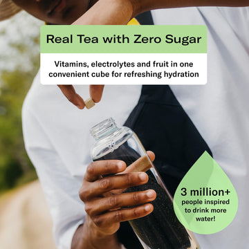 Waterdrop Hydration Cubes, Blueberry Iced Tea, 180 Mg Electrolytes & Vitamin C & B3, On The Go Water Enhancer For Still & Sparkl