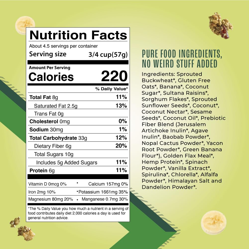 Living Intentions Organic Superfood Cereal - Banana Hemp - NonGMO - Gluten Free - Vegan - Paleo - Kosher - 9 Ounce Unit