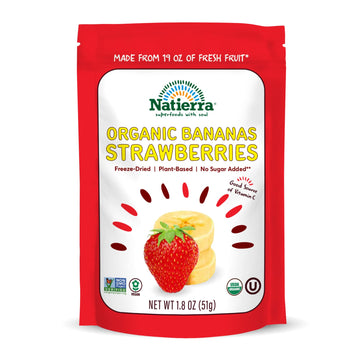 Natierra Nature'S All Foods Organic Freeze-Dried Bananas + Strawberries, Usda Certified Organic, Vegan, Non-Gmo, 1.8 Ounce (Pack Of 12)