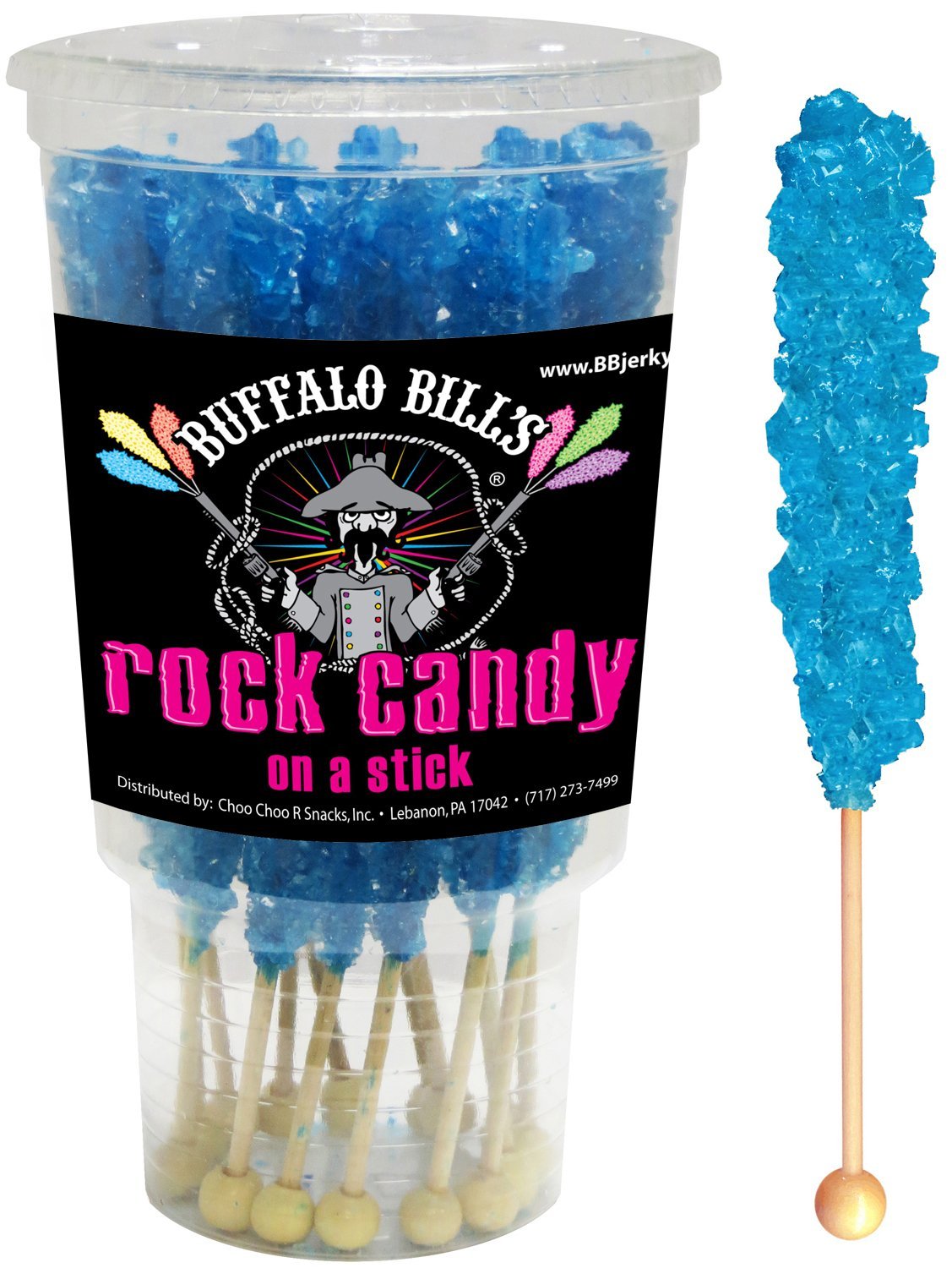 Buffalo Bills Raspberry (Dark Blue) Rock Candy On A Stick (12-Ct Cup Dark Blue Rock Candy Sticks)