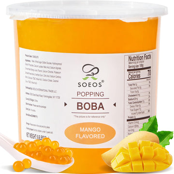 Soeos Mango Popping Boba Pearls 6.6 Pounds, Bursting Boba Pearls for Bubble Tea, Beverages, Shakes, Desserts, Smoothie and Ice C