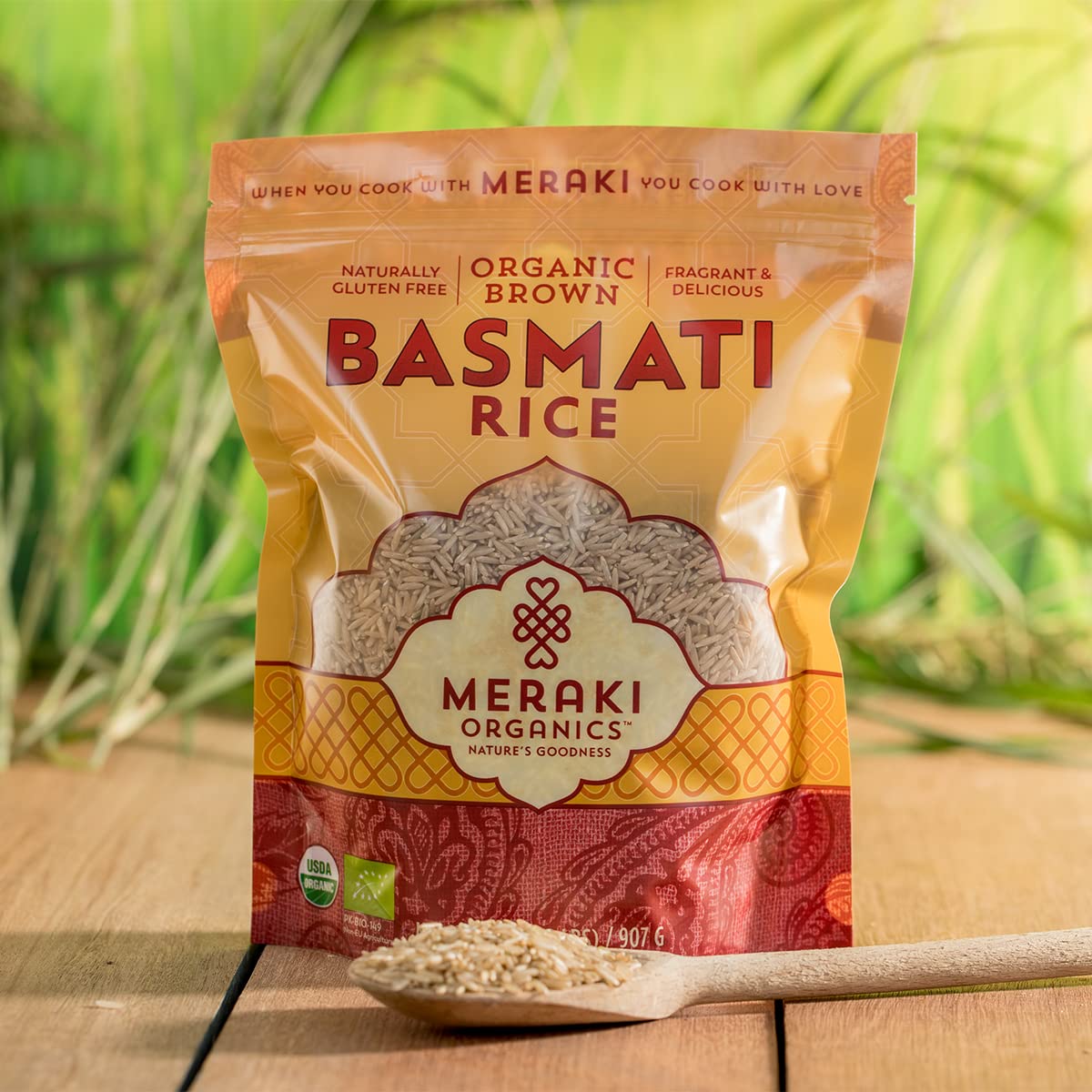 Meraki Organic Brown Basmati Rice 2 Lb Bag - Pleasant Aroma, Separated Fluffy And Nutty Texture - Authentic Rice From Punjab, 10