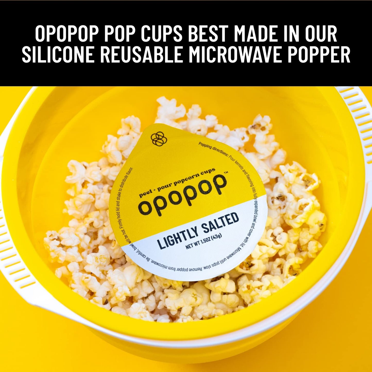 Opopop Microwave Popcorn - Pop Cups Lightly Salted 6-Pack, Non-GMO Gourmet Popcorn Kernels & Popcorn Flavoring, Gluten Free Snac