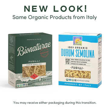 Bionaturae Fusilli Pasta Noodles - Durum Semolina Pasta, Kosher, High Protein, Non-Gmo Verified, Usda Certified, Durum Semolina