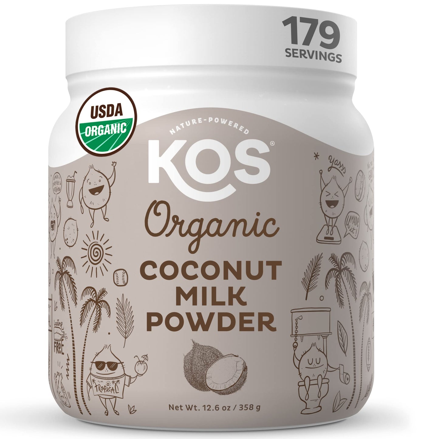 Kos Organic Coconut Milk Powder, Usda Certified Organic - 0G Sugar, Mct Plant Based Creamer For Coffee, Smoothies, Vegan, Keto,