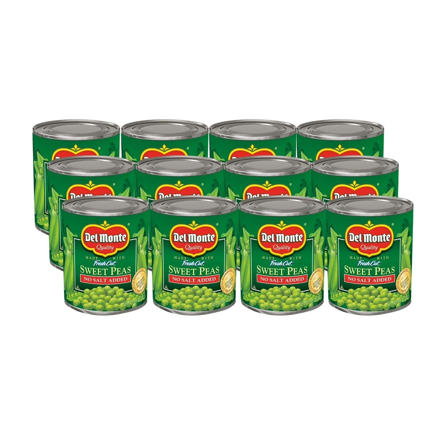 Del Monte Canned Fresh Cut Sweet Peas No Salt Added, 8.5-Ounce (Pack Of 12)