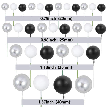 Gyufise 30Pcs Balls Cake Toppers Ball Picks Ball Shaped Cupcake Toppers Foam Balls Cake Topper Mini Balloons Cake Decorations Fo