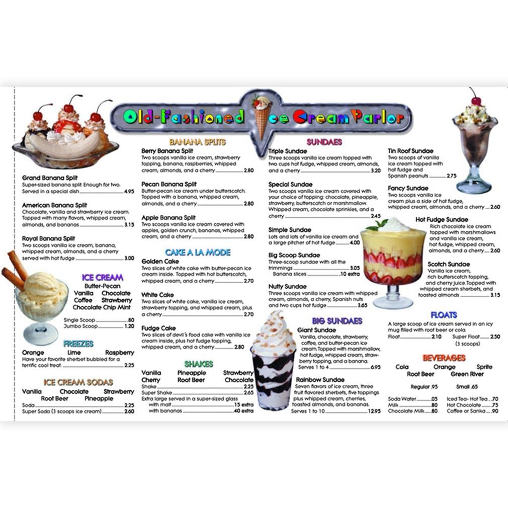 Menu Math Ice Cream Parlor Extra Me