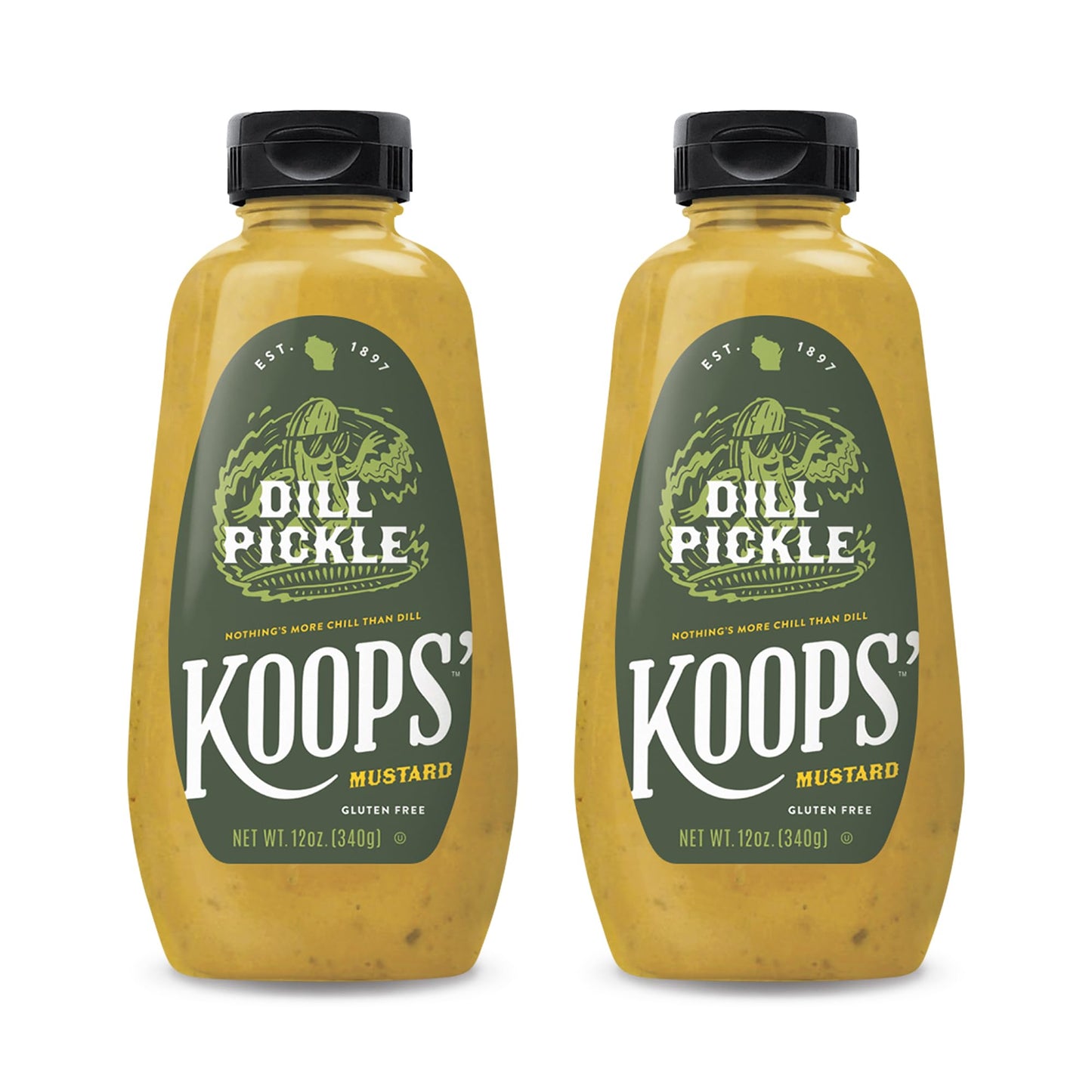 Koops Dill Pickle Mustard - Dill Mustard Spread, Flavored Condiment and Dip for Dressing, Sandwich, Burger, Pretzel, & More, Ma