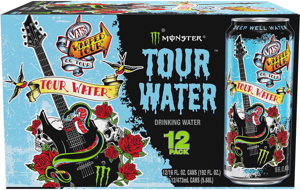 Monster Tour Water By Monster Energy, Deep Well Water, 16Oz (Pack Of 12)