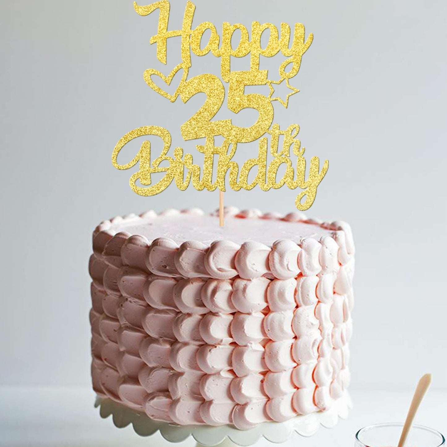 1 Pack Happy 25Th Birthday Cake Topper Glitter Heart Star 25 Fabulous Cake Pick Birthday Sign Cake Decorations For Children 25Th