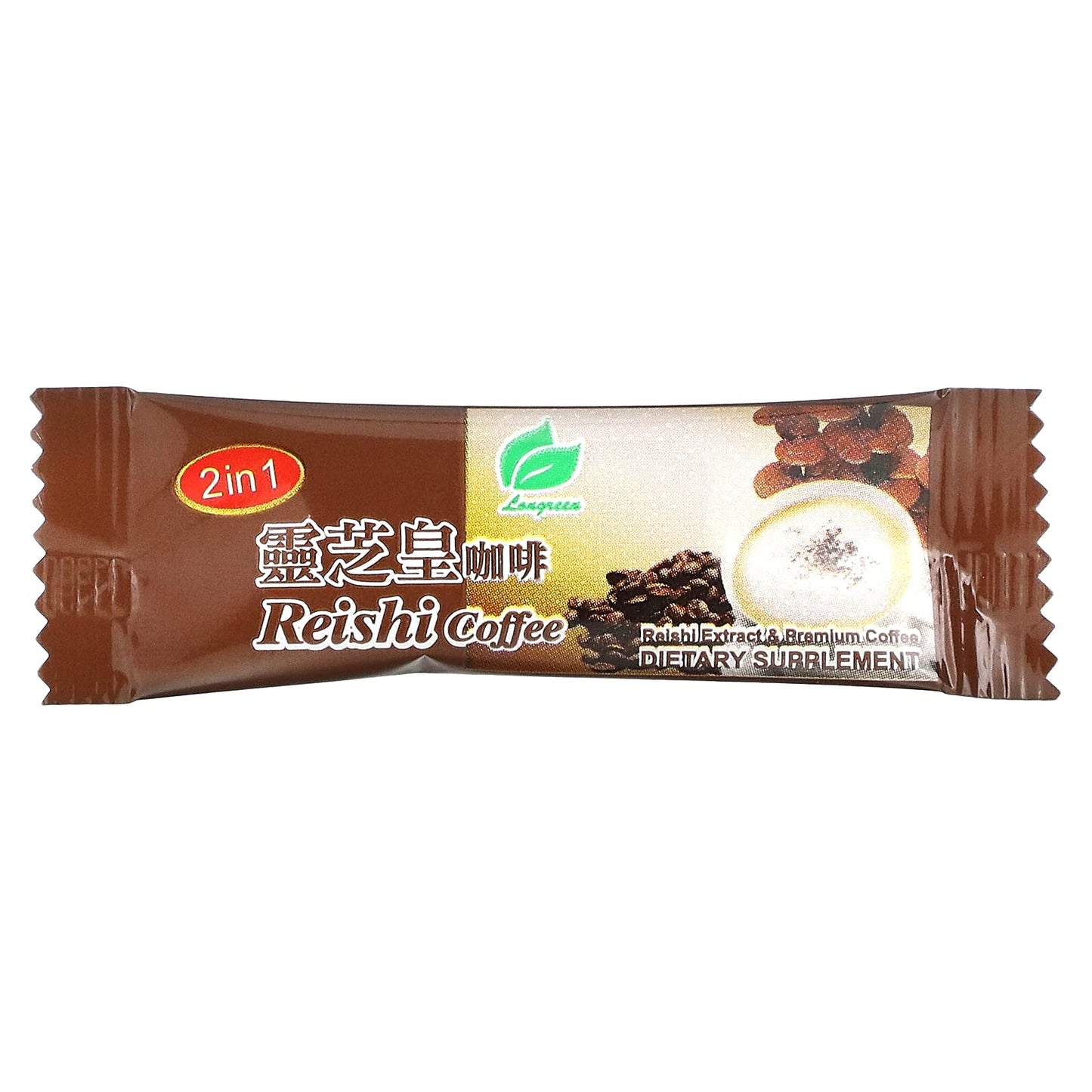 Longreen 2 in 1 Reishi Coffee - 30 Bags, 2.3 oz Each, Pack of 1